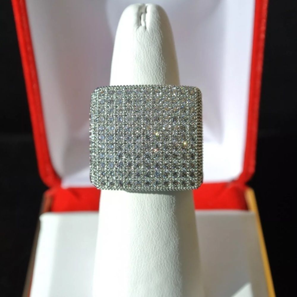 Solid 925 14K Gold MicroPave Mens Diamond Ring NEW - Picture 5 of 5